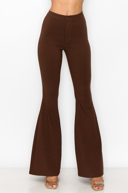 Brown Flare Stretchy Pants