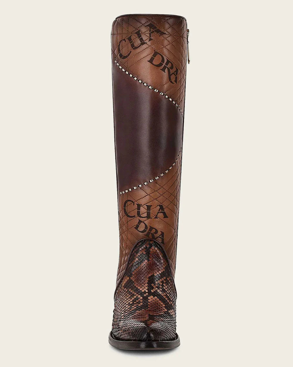 Cuadra Python Tall engraved brown exotic boot