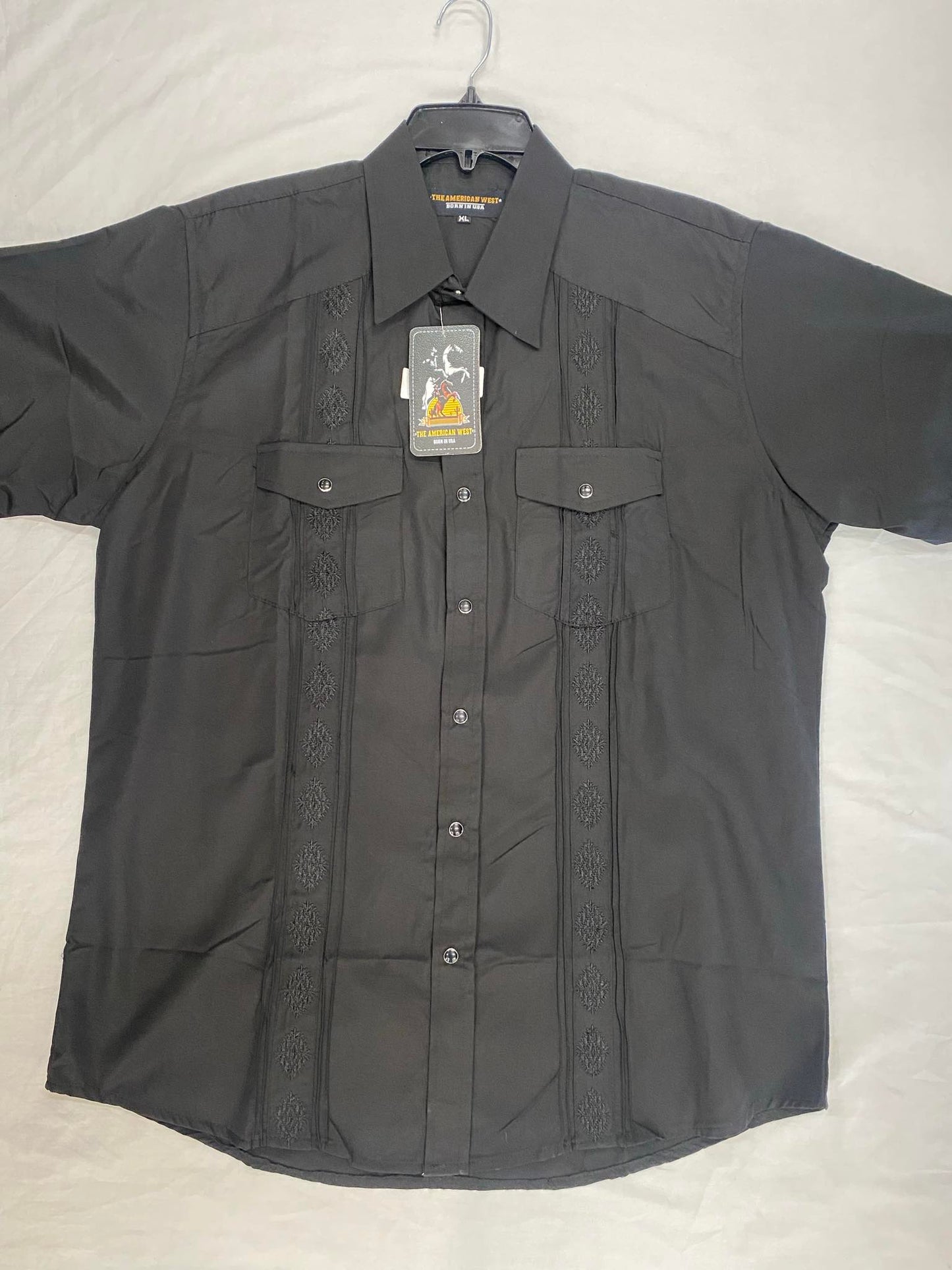 The American West Black Guayabera