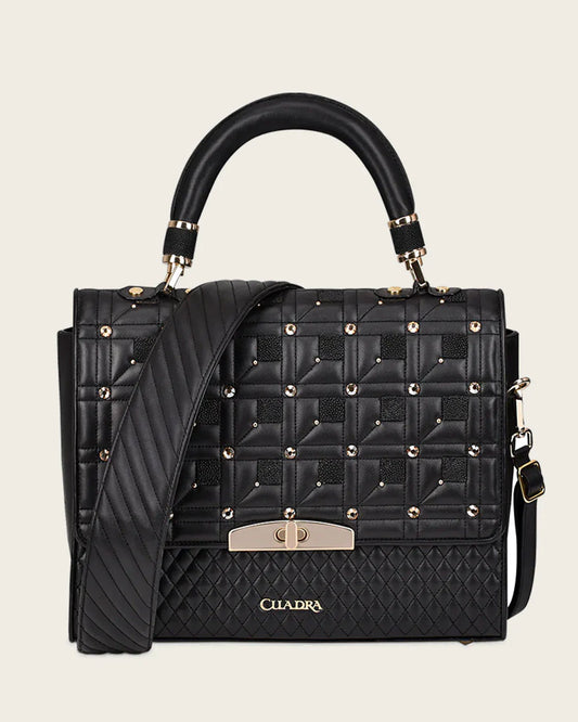 Cuadra Black exotic top handle handbag