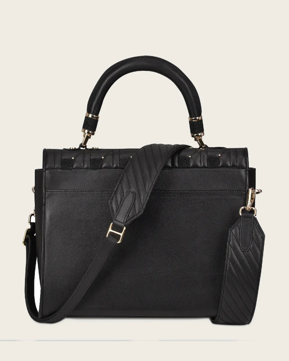 Cuadra Black exotic top handle handbag