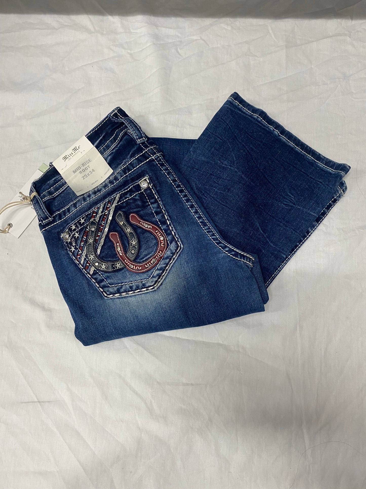 Miss Me Boot Cut Jeans Dark Wash with Horse Shoe